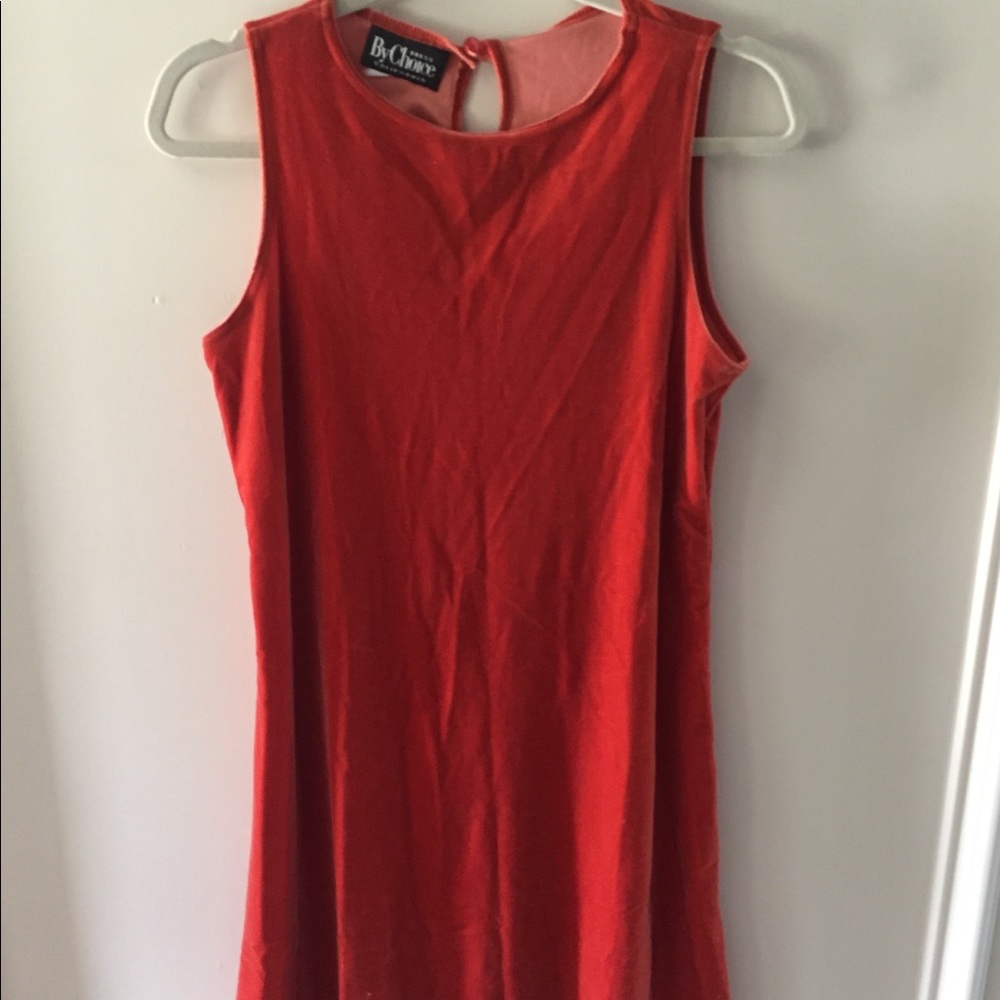 Vintage Orange Velvet Shift Dress